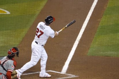 Michael Nelson Trout, jugador de béisbol estadounidense, bateando durante el Clásico Mundial 2023. Captura de pantalla.