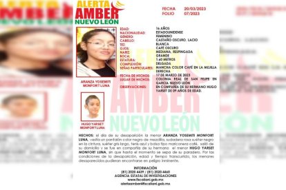 Cartel de búsqueda Amber para los hermanos desaparecidos en México.