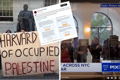 Images of demonstrations and anti-Semitic harassment at U.S. universities.