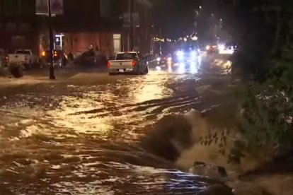 Imagen realizada el 11 de septiembre de 2023 de Leominster, una de las ciudades más afectadas por las inundaciones de Massachusetts.