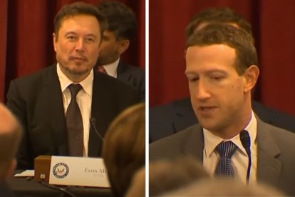 Elon Musk y Mark Zuckerberg, dos de los CEO de las grandes tecnológicas que asistieron al foro sobre la IA en Capitol Hill el 13 de septiembre de 2023.