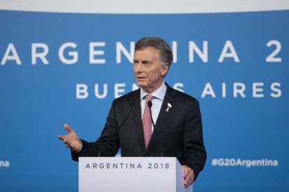 El entonces presidente Mauricio Macri en un discurso.