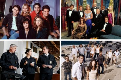 Imágenes de 'Friends', 'El ala oeste de la Casa Blanca', 'NCIS' y 'Lost', algunas de las series de televisión que estrenaron su piloto un 22 de septiembre.