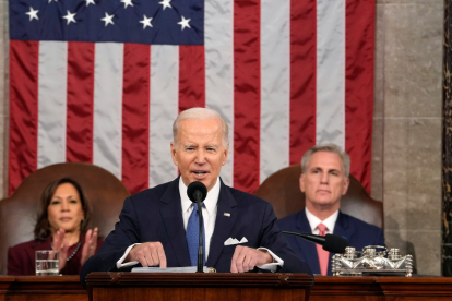 Imagen de Joe Biden durante su intervención ante el Congreso para pronunciar su segundo Discurso sobre el Estado de la Unión el 7 de febrero de 2023.