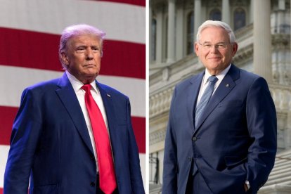 Montaje con imágenes de archivo de el expresidente Donald Trump y el senador Robert Menendez