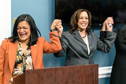 Pramila Jayapal with Vice President Kamala Harris