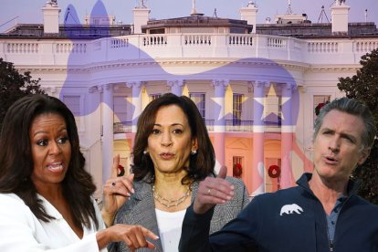 Michelle Obama, Kamala Harris y Gavin Newsom.