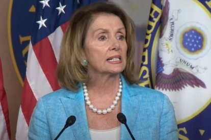 Nancy Pelosi durante la rueda de prensa que dio en 2017 asegurando que tenía 