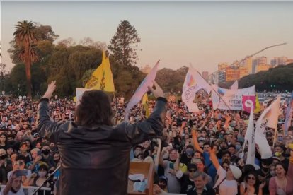 El candidato a presidente argentino por La Libertad Avanza Javier Milei en el lanzamiento de la campaña de su partido.