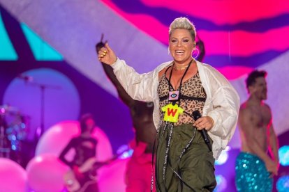 La cantante Pink durante uno de los conciertos que celebró en