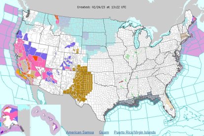 El temporal invernal llega a California. Se esperan copiosas nevadas y fuertes ventiscas en la zona centro y norte del estado y abundantes lluvias en el sur. 24 de febrero de 2023 (imagen de archivo)