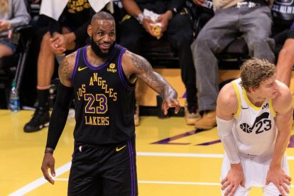 Lebron James, en un momento del partido ante los Jazz