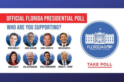 Cartel del GOP de Florida con los 8 candidatos definitivos.