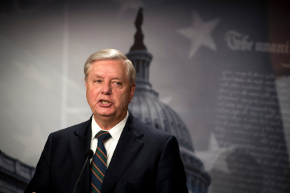 U.S. Senator Lindsey Graham (R-South Carolina) during a press conference at the U.S. Capitol.