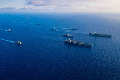 Imagen de archivo de un entrenamiento en  el mar Mediterráneo del que participó el USS Mason.