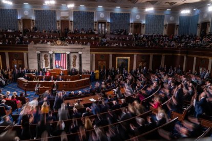 El pleno de la Cámara de Representantes, durante la votación que eligió a Mike Johnson speaker.