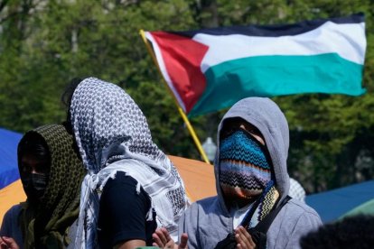 Manifestantes anti-Israel en la Universidad de Columbia.