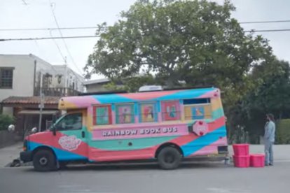 The rainbow book bus