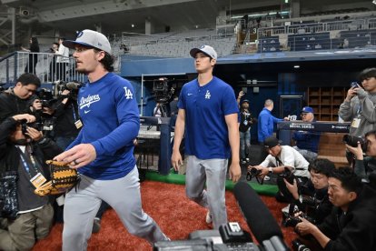 Shohei Ohtani en las prácticas de la MLB | AFP