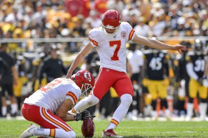 Harrison Butker durante un partido de los Kansas City Chiefs.