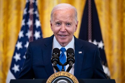 Joe Biden durante una rueda de prensa en la que anuncia nuevas medidas de su gobierno como la condonación de la deuda estudiantil.