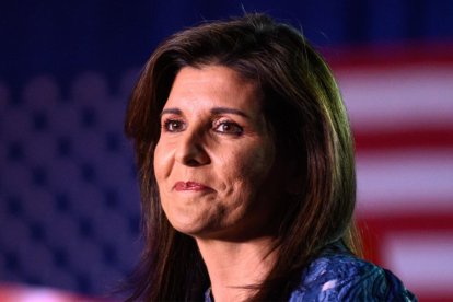 Nikki Haley durante un acto de campaña en enero de 2024 en New Hampshire.