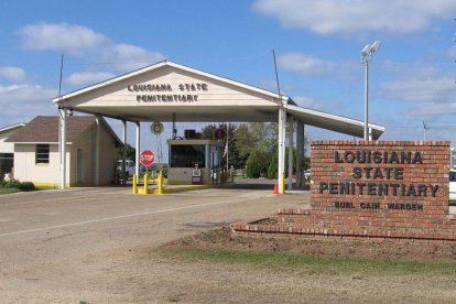 The entrance to the Louisiana State Penitentiary - The placard says 