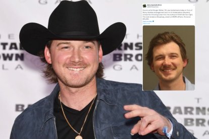 Montaje de Morgan Wallen con el tuit de la policía de Nashville con la detención del cantante.