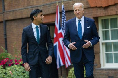 El primer ministro británico, Rishi Sunak, y Joe Biden.