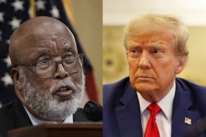 A la izquierda: el representante demócrata de Mississippi, Bennie Thompson; a la derecha, el expresidente Donald Trump.