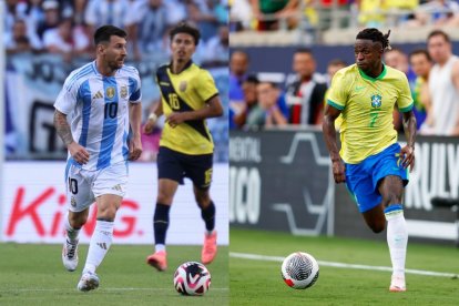 El futbolista argentino Leo Messi y el brasileño Vinícius Júnior.