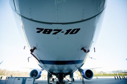 El exterior de un 787 Dreamliner en las instalaciones de fabricación de Boeing en North Charleston