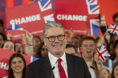 Labour leader Sir Keir Starmer speaks to supporters at a watch party for the results of the 2024 General Election in central London, as the party appears on course for a landslide win. Picture date: Friday July 5, 2024.