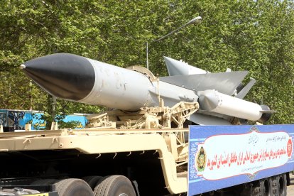 April 17, 2024, Tehran, Iran: A missile is carried on a truck during the Army Day parade at a military base in northern Tehran. Raisi described the recent attack launched towards Israel as 'limited' and 'punitive,' adding that any act of aggression against Iran will be dealt with a 'powerful and fierce' response. Iran's Islamic Revolutionary Guards Corps (IRGC) launched drones and rockets toward Israel late on 13 April. (Credit Image: © Iranian Presidency via ZUMA Press Wire)