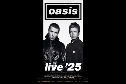 Cartel promocional del regreso de Oasis con una gira programada para 2025.