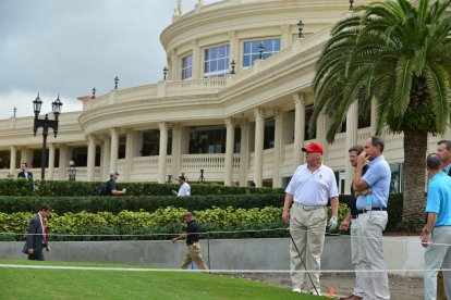 Trump plays golf in a file photo