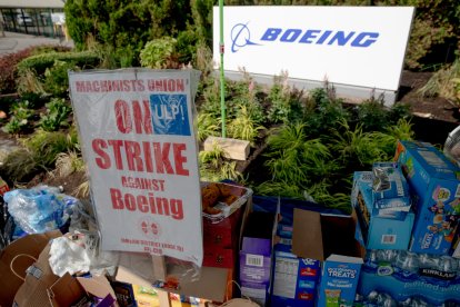 Trabajadores de Boeing en huelga en Renton.