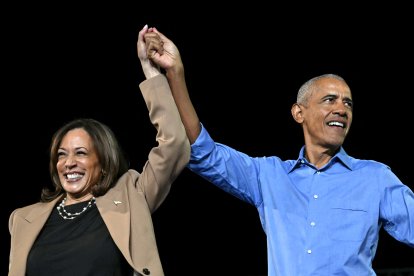 Harris y Obama en un mitin en Georgia