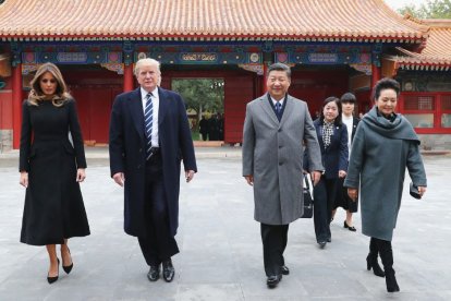 El presidente electo Donald Trump y el mandatario chino Xi Jinping durante una visita oficial en 2017