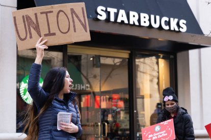 Imagen de archivo de una huelga contra Starbucks