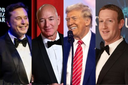 Elon Musk, Jeff Bezos, Donald Trump y Mark Zuckerberg