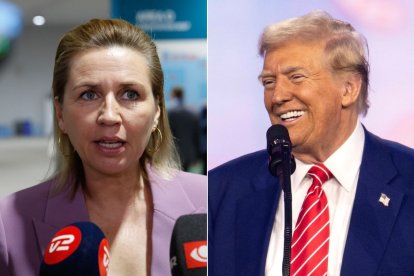 La primera ministra danesa Mette Frederiksen y el presidente electo Donald Trump