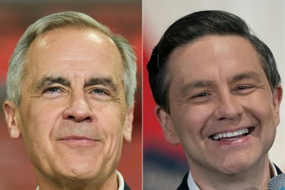 This combination shows Prime Minister Mark Carney and Conservative Pierre Poilievre