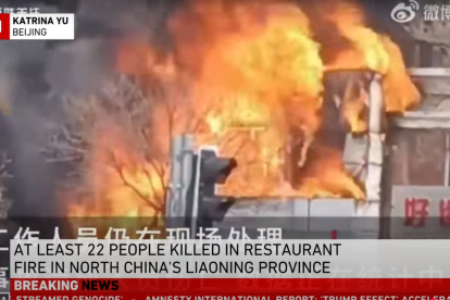 Restaurant caught fire in China