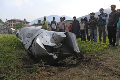 Remnants of an Indian fighter plane in Kashmir.