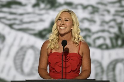 Taylor Greene at the 2024 RNC/ Andrew Caballero- Reynolds.