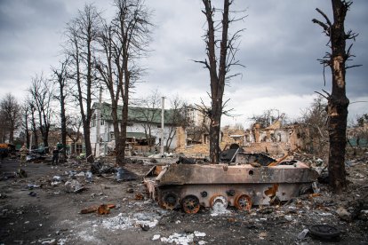 Secuelas de un bombardeo ruso en la localidad de Irpin (Ucrania)