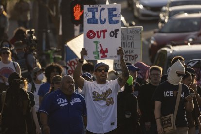 Dodgers fans protest against ICE around Dodger Stadium