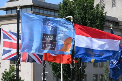 The flags of NATO member countries.