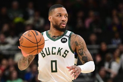 Damian Lillard, in a game with the Milwaukee Bucks